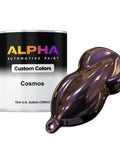 Top Shelf Candy Pearl Auto Paint Basecoat Gallon Ready To Spray Right Out With Medium Reducer showcased next to sample swirl.