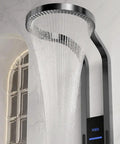 Built Tough And Straight Up Luxurious This 70 Inch Brushed Gold Digital Shower Panel Features Rainfall Head with flowing water.