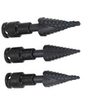 Heavy Duty 3 Piece Step Drill Bit Kit With Woodworking Power For Metal And Plastic Fast Cutting Spiral Flutes Hex Shank Tool Set To Crush Any Job, 3 bits