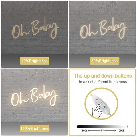 Oh Baby LED Neon Sign For Backdrops And Wall Decor, Perfect For Baby Showers, Gender Reveals, And Photo Booths, Warm White Glow