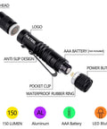 Ultra Bright Mini LED Pen Light Pocket Size Flashlight with disassembled view showing components and pocket clip