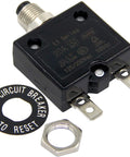 Heavy Duty Thermal Circuit Breaker 20 Amps Push Button Manual Reset Switch with circuit reset label and mounting nut.