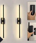 Easy Peasy Peel And Stick No Drill Setup Sleek Rechargeable Wireless Wall Sconces Set Of Two Dimmable Touch Controls mounted on wall