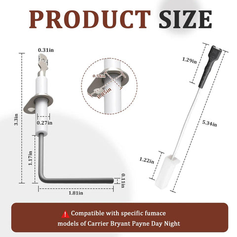 Flame Sensor Replacement For Carrier Bryant Day And Night Furnaces direct-fit dimensions diagram