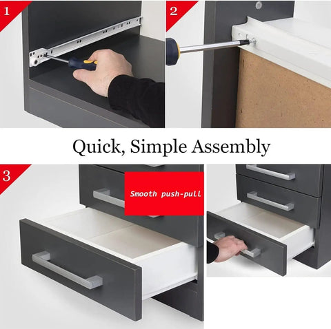 20 Inch Metal Drawer Slides Heavy Duty Drawer Runners With Screws White Bottom Fix Pull Out Rails Repair Kit Rust Resistant Smooth Quiet Operation 2 Pack installed on a drawer, showing smooth push-pull use