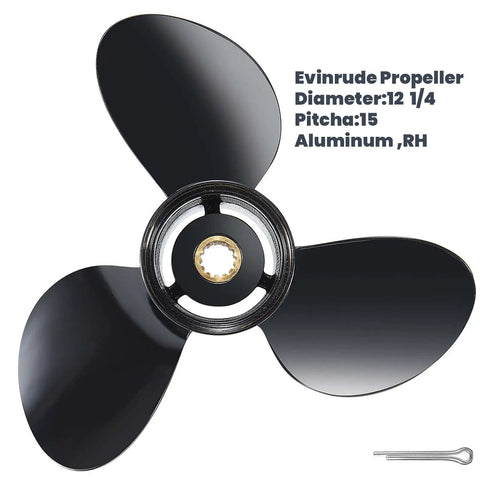 Aluminum Boat Propeller 12 1/4 Inch Diameter 15 Inch Pitch Right Hand Rotation 13 Spline Fits BRP Johnson Evinrude OMC Stern Drive 40 75 HP OEM Upgrade 3 Blade Prop 12.25 Diameter 15 Pitch