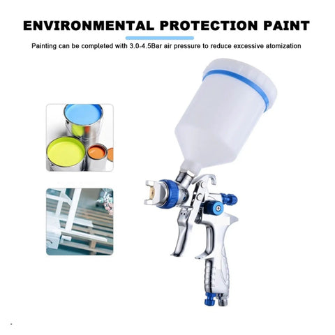 High Atomizing Paint Sprayer With Slick Stainless Steel Nozzle For Cars And Furniture, showing the 600cc cup and spray detail.