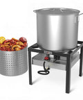 Seafood Boil Kit With Propane Burner And Regulator, 60 Quart Pot With Basket, Heavy Duty Outdoor Crab Boil Pot for backyard cooking