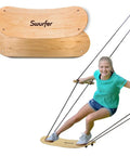 Girl on Stand Up TreeSkate Outdoor Swing For Kids With Adjustable Handles And Easy Installation, weatherproof play equipment