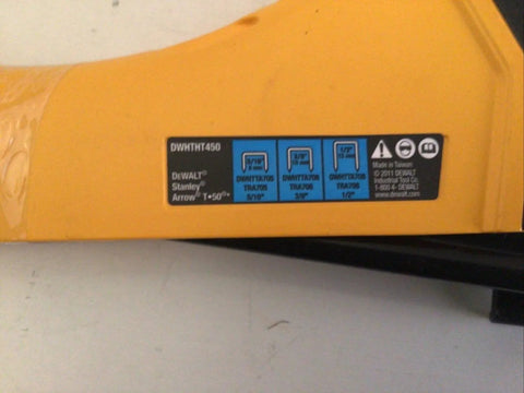 Close-up of label on heavy duty hammer tacker with lightweight die cast aluminum housing and anti jam magazine.