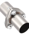 Road Ready 3 Bolt Exhaust Flange Repair Package With 304 Stainless Steel Header Pipe and Thick Gasket Set For Your Whip Quick Fix Undercarriage Swap, detailed view of header pipe with flange and bolts.
