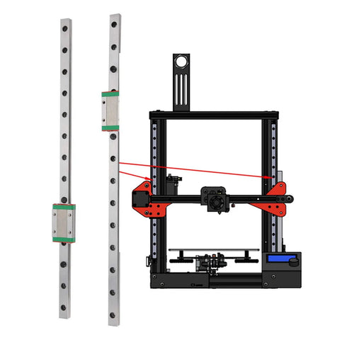 Dual Z Axis Linear Rail Kit For 3D Printer Upgrade showing heavy-duty steel slide guide system and installation view