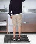 Heavy Duty Rubber Floor Mat With Drainage Holes 24 By 36 Inches in kitchen setup, anti fatigue non slip mat front view