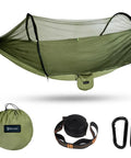 Lightweight One Person Hammock With Mosquito Net Easy Setup Portable 70D Nylon Hiking Camping Hammock with straps and carabiners