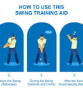 Steps to use Retractable Golf Swing Trainer With Real Time Feedback Tempo Coach Swing Analyzer Grip Training Aid.