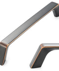 Close-up of 5-inch oil rubbed bronze cabinet pull with smooth rounded corners, part of a 10 Pack 5 Inch Oil Rubbed Bronze Cabinet Pulls Set For Kitchen Cabinets Drawers Dresser Vanity Cupboard Smooth Rounded Corners Durable Solid Metal Hardware For Home Renovation And Easy Assembly, showing detailed finish and design.