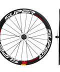 50mm Carbon Clincher Wheelset For Road Racing 700c With 23mm Width Toray T700 Matte 3K Finish UCI Approved White And Red Decals
