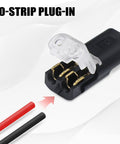 50 Pack Double Wire Plug In LED Strip Light Connectors 2 Pin Quick Connect With Locking Buckle No Stripping For AWG 18 22 Wires Easy Snap Fit
