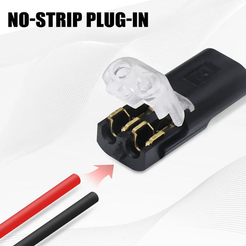 50 Pack Double Wire Plug In LED Strip Light Connectors 2 Pin Quick Connect With Locking Buckle No Stripping For AWG 18 22 Wires Easy Snap Fit