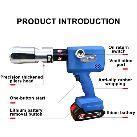 Heavy Duty Electric Tube Pressing Machine With Rechargeable Battery showing precision pliers head and ergonomic handle for easy use.