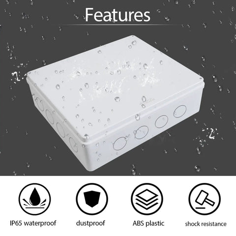 Beefy Weatherproof Outdoor Junction Box For Electronics IP65 Dustproof ABS Plastic Enclosure with water droplets, NPT Cable Glands