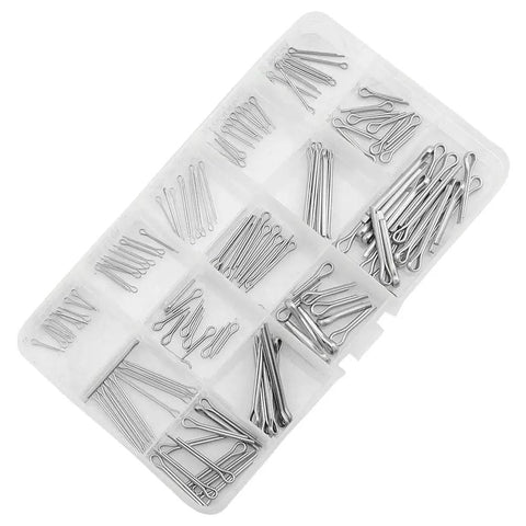 304 Stainless Steel Split Cotter Pins Kit 150 Pieces In 15 Sizes M1 To M3 U Shape Fasteners in plastic organizer box