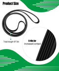 Heavy Duty 87 Inch Serpentine Drive Belt With 6 Rib Design showing 87.5 inch length and ribbed construction for better grip.