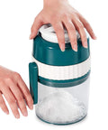Portable Ice Shaver And Snow Cone Machine With Free Ice Cube Trays, Quick Ice Crusher, BPA Free, stainless steel parts visible