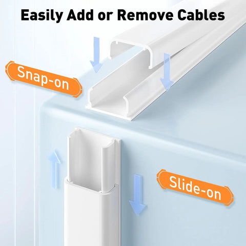 TV Cord Hider For Wall Mounts Paintable Cable Cover For 2 To 3 Wires Easy Install Wire Management For TV Cables Behind Your Flat Screen White UL94 V0 Safe Keeps Wires Hidden And Neat For A Slick Look. snap-on white cord cover for wall-mounted TV cables, 2-piece raceway