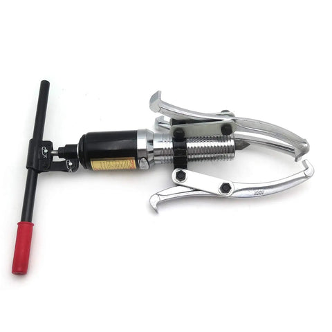 Side view of Heavy Duty 5 Ton 3 Jaw Hydraulic Gear Puller with 360 Degree Flexibility for Wheel Hubs and Bearings on white background