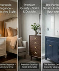 12 Pack Gold Dresser Knob Set With Screws on bedroom nightstand, living room dresser, and bathroom cabinet