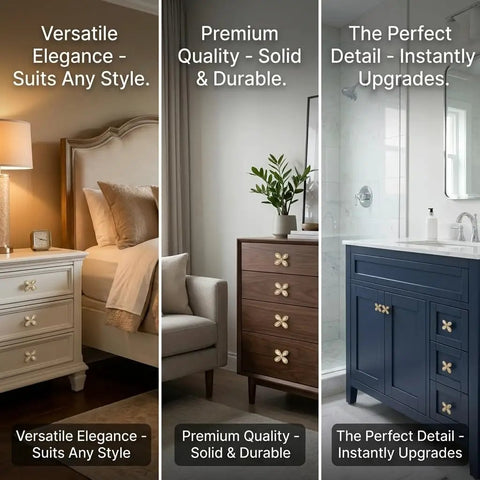 12 Pack Gold Dresser Knob Set With Screws on bedroom nightstand, living room dresser, and bathroom cabinet