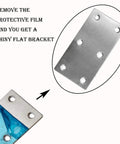 Heavy Hitter Stainless Steel Repair Brackets Rock Solid Mending Plates For Woodworking Fixes Six Hole Joining Hardware Built Tough To Get The Job Done Right Rust Proof Pack Of 20 shiny stainless steel bracket with six holes and protective film