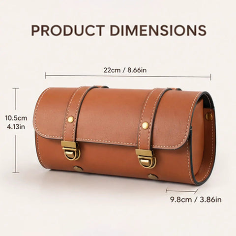 Bike Handlebar Bag For Marin Rift Zone 2000 To 2025 Waterproof Front Bag with dimensions, brown durable oxford cloth, dual zippers.
