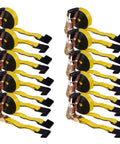 Heavy Duty 10 Pack 2 Inch By 30 Foot Ratchet Tie Down Straps With Flat Hooks Yellow, 10,000 Lbs Break Strength, 3,333 Lbs Working Load Limit