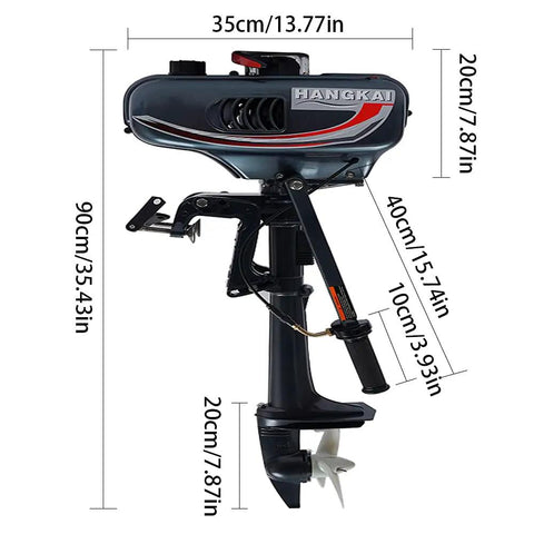 Powerful 3.5HP 2 Stroke Outboard Motor With Water Cooling System Rugged For Rough Rivers and Fishing Trips side view