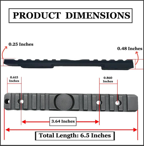 Dimensions of CVA Paramount Picatinny Scope Rail 20 MOA Aluminum 6063 T6 Black Finish Fits All Paramount Mounts Built Tough For Any Optics Setup