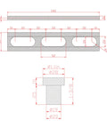 Technical drawing of Woodworking Planing Stop Set for Tables and Workbenches, 19mm Aluminum Alloy Pew Dogs Clamps dimensions