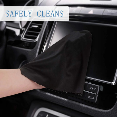 Microfiber cleaning cloth, black, 12x12 inches, wiping car dashboard touchscreen