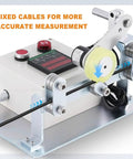 No Fuss Heavy Duty Digital Length Meter Counter Rolling Wheel Cable Wire Measuring Tool With Nailed It Precision And Loud Warning Alarm For Fast Finish Work Today with fixed cables and digital display for accurate measuring.