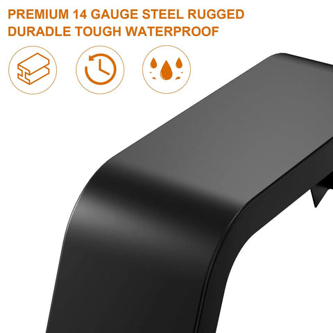 Close-up of Beefy 14 Gauge Steel Trailer Fender with durable black finish highlighting rugged waterproof qualities
