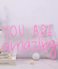 Pink You Are Amazing LED Neon Light Sign For Wall Decor In Bedrooms Living Rooms Bars Parties Classrooms USB Powered 16.9 By 10.6 Inches Hanging Or Table Display