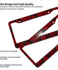 Rose Pattern License Plate Frames 2 Pack Aluminum Car Plate Covers With Coasters And Screws Dope Gift, shown with red roses.