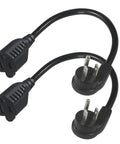 Low Profile 1 Foot Flat Plug Extension Cord With Grounded 3 Prong Indoor SJT 16AWG Heavy Duty Flexible Power Cable Angled Flat Plug