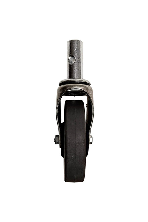 Front view of Beefy 5 Inch Swivel Caster Wheel With Thermoplastic Rubber Quiet Smooth Industrial Wheel for handtrucks and utility carts.
