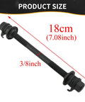 Bike Rear Hub Axle 180 Millimeters 7.08 Inches Three Eighths Inch Thread 26 TPI Black Hardware Kit With Taper Lock Nut Washer 1 Piece Replacement Part