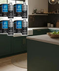 Pro Grade Water Based Concrete Countertop Sealer Kit Food Safe Formula displayed in a modern kitchen setting.