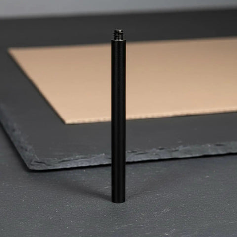 Heavy Duty Black Industrial Connector Lamp Post Kit 40cm Rod Tube Shaft With 1/4 Threaded Ends on grey surface.
