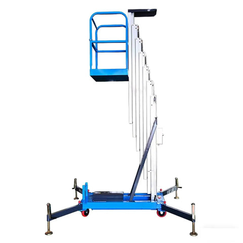 26 Foot Electric Aerial Work Platform And Aluminum Alloy Lift Table Featuring Smooth Hydraulic Drive near side view with extended platform