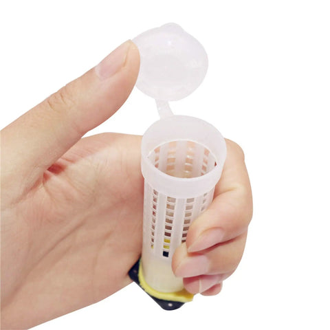 Close-up of Set Of 30 Queen Bee Roller Cages For Beekeeping Must Have Lightweight Plastic Rearing Cups Kit